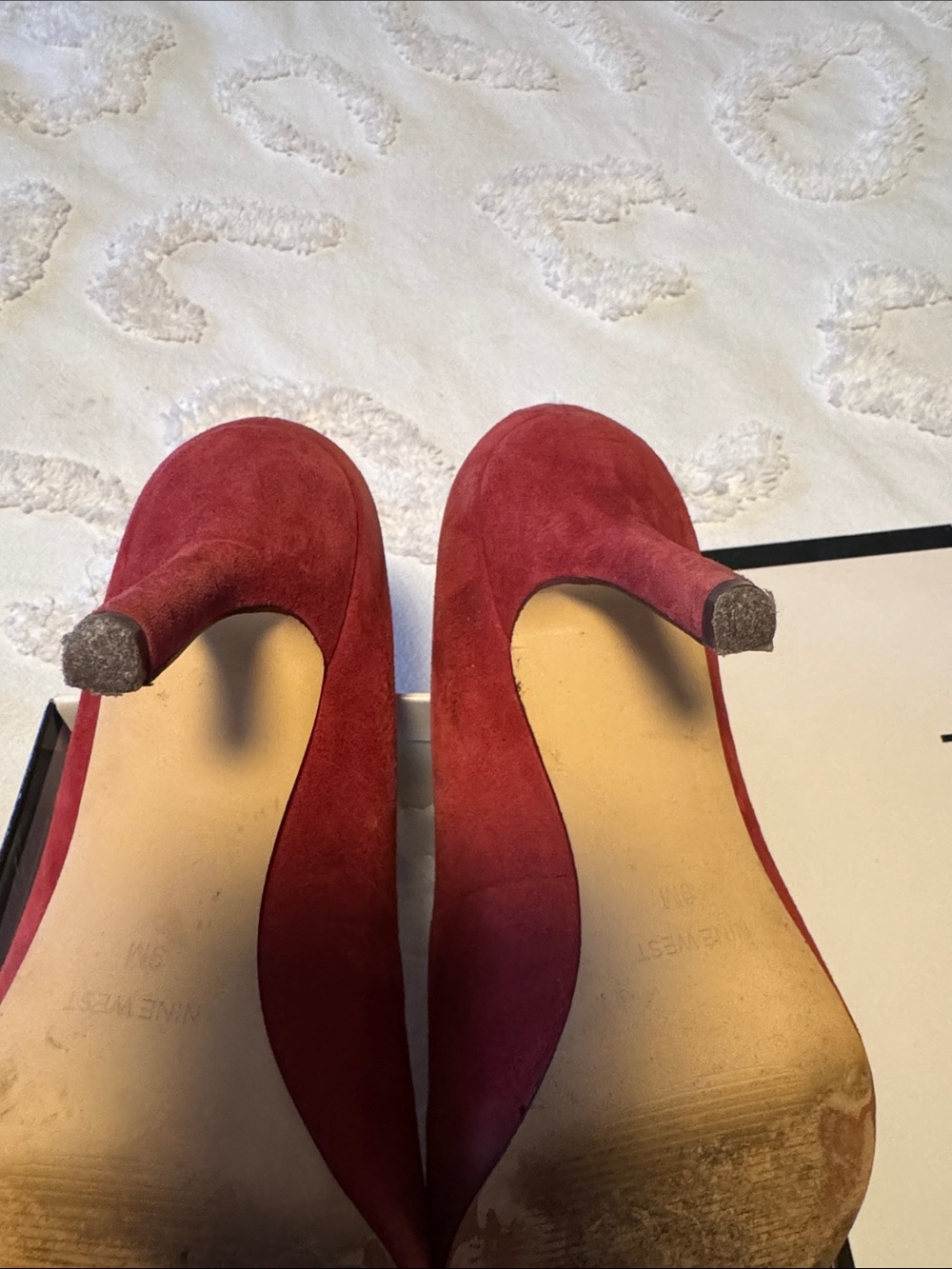 Nine West Red Suede Pointed Pumps - Picture 4 of 5